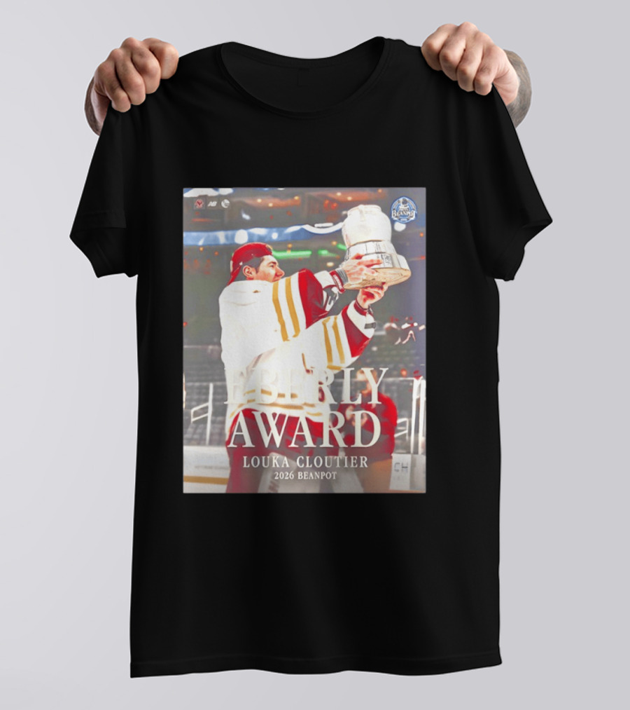 Eberly Award Louka Cloutier 2026 Beanpot Champion Boston College Hockey T-Shirt