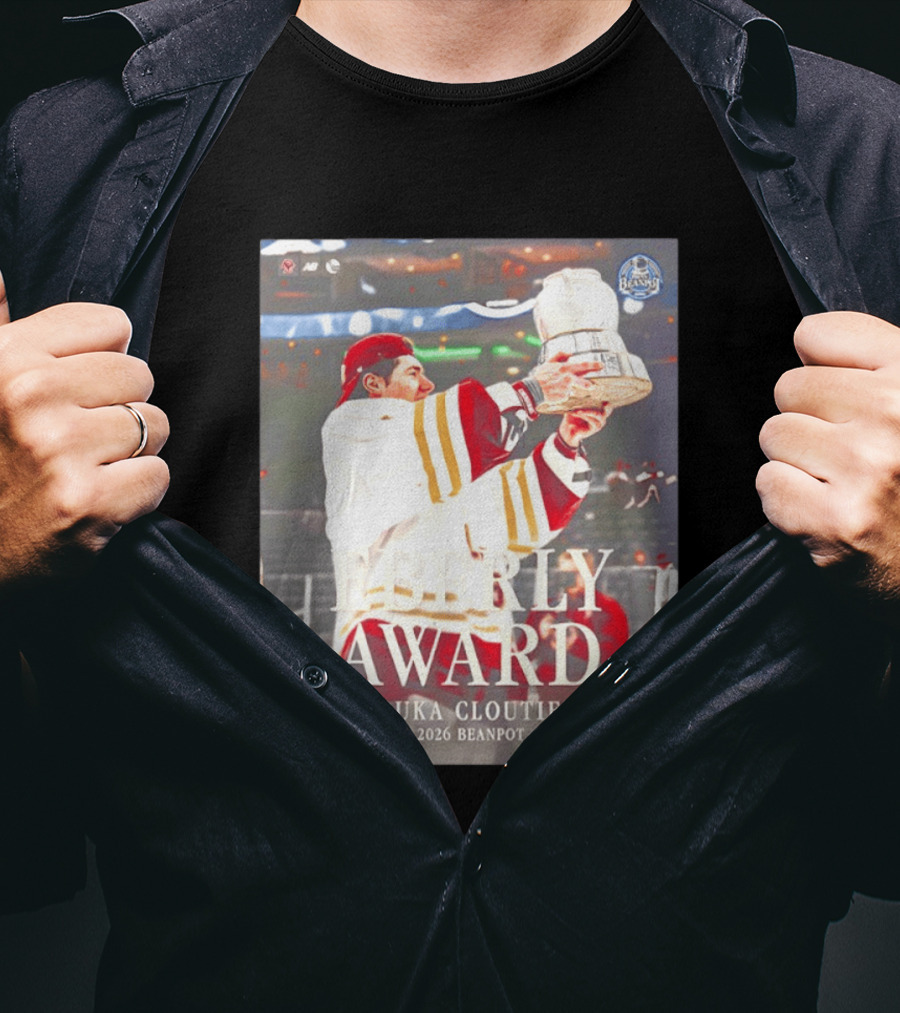 Eberly Award Louka Cloutier 2026 Beanpot Champion Boston College Hockey T-Shirt