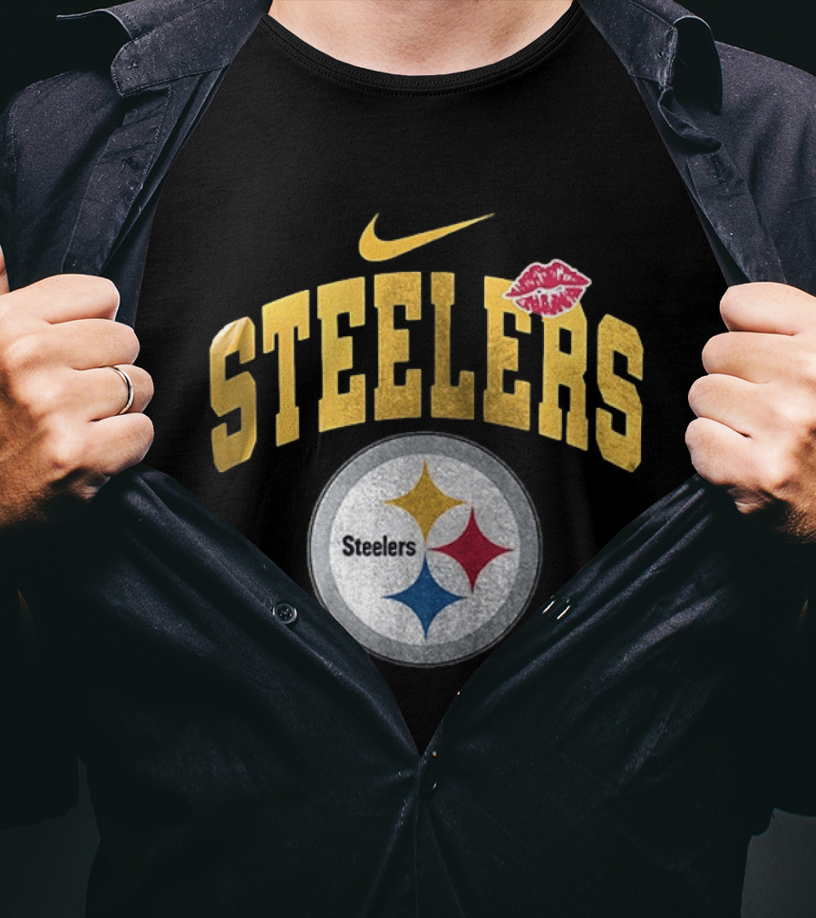 Pittsburgh Steelers Nike Makeup Artist Logo With Lip Print T-Shirt