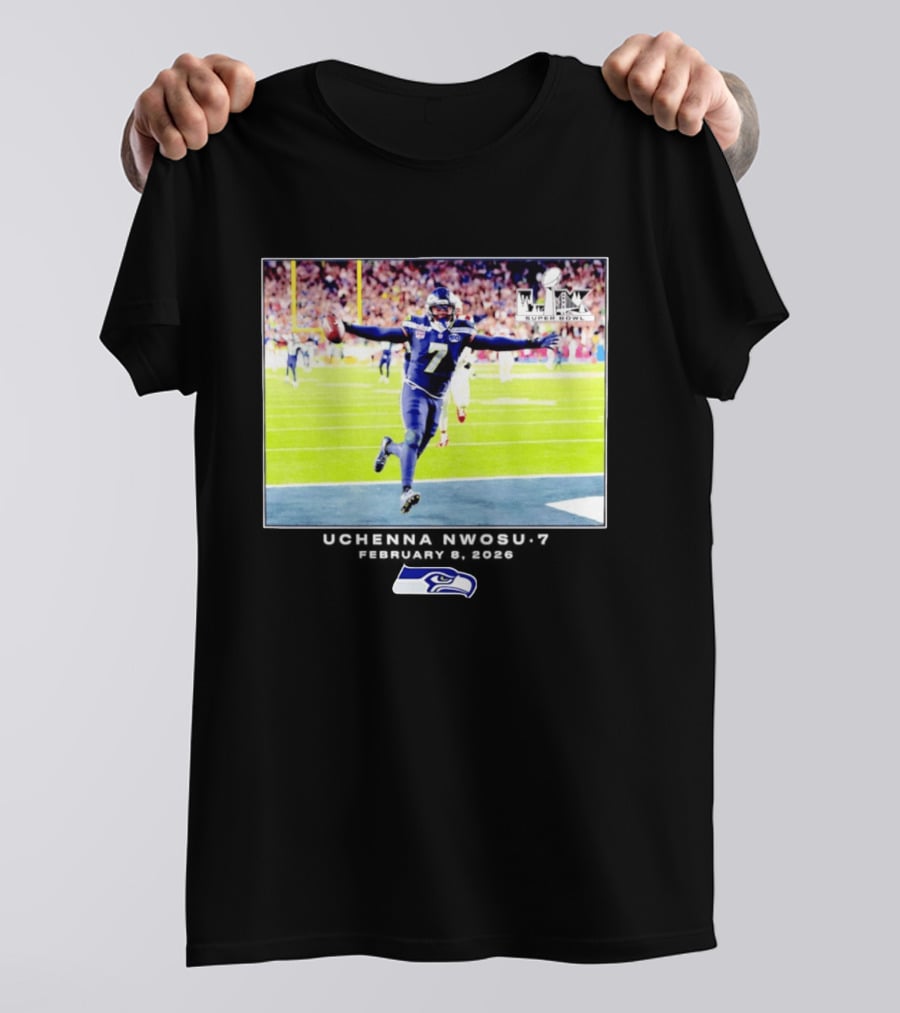 Uchenna Nwosu Seattle Seahawks Super Bowl Celebration Photo 2026 T-Shirt