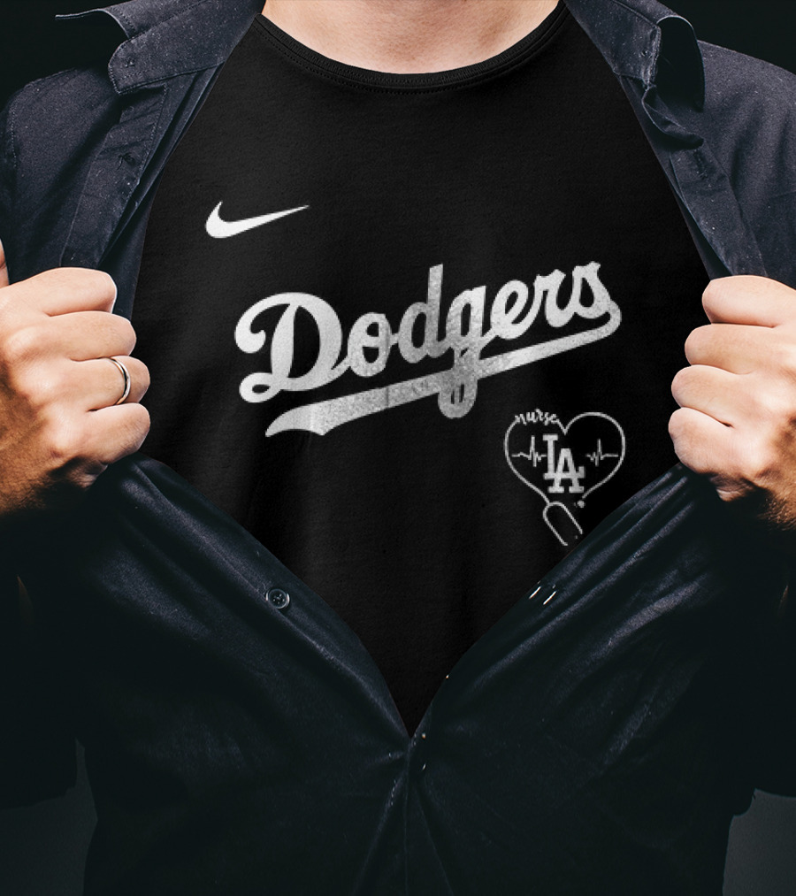 Nike Los Angeles Dodgers Heartbeat LA City Skyline T-Shirt