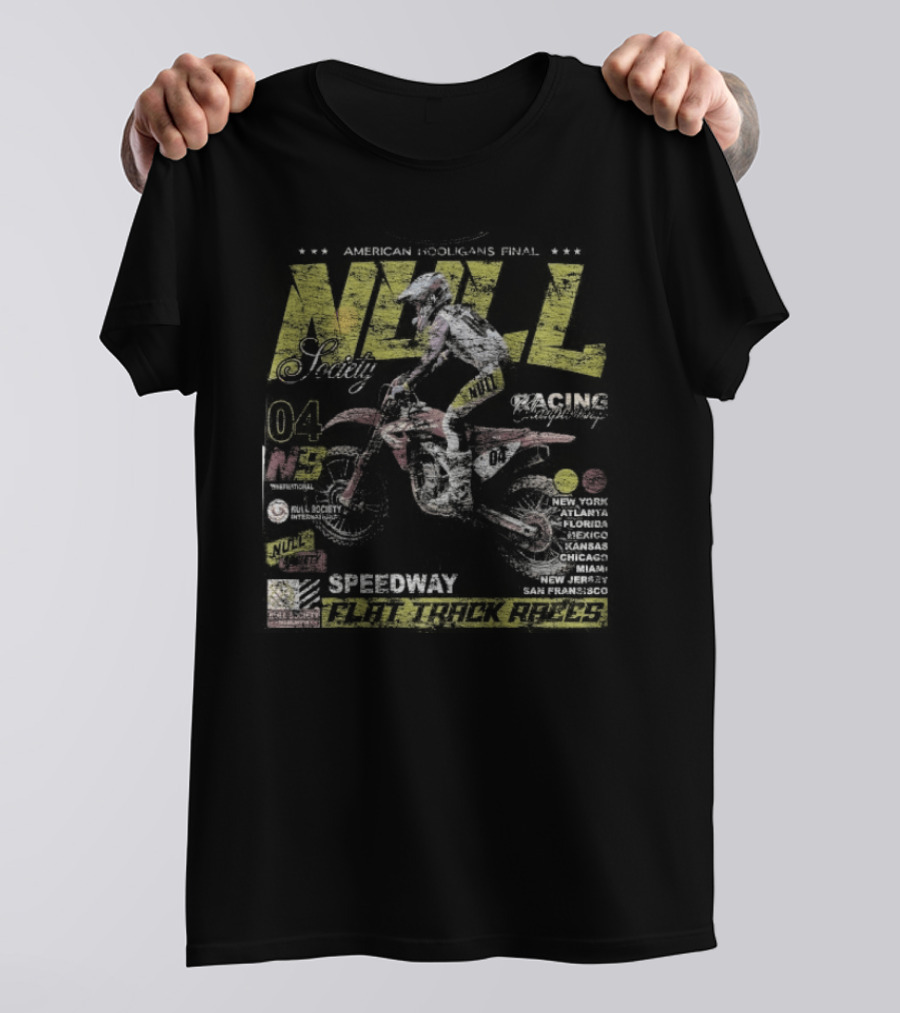 Null Society Speedway Flat Track Racer Motorcycle 4 T-Shirt