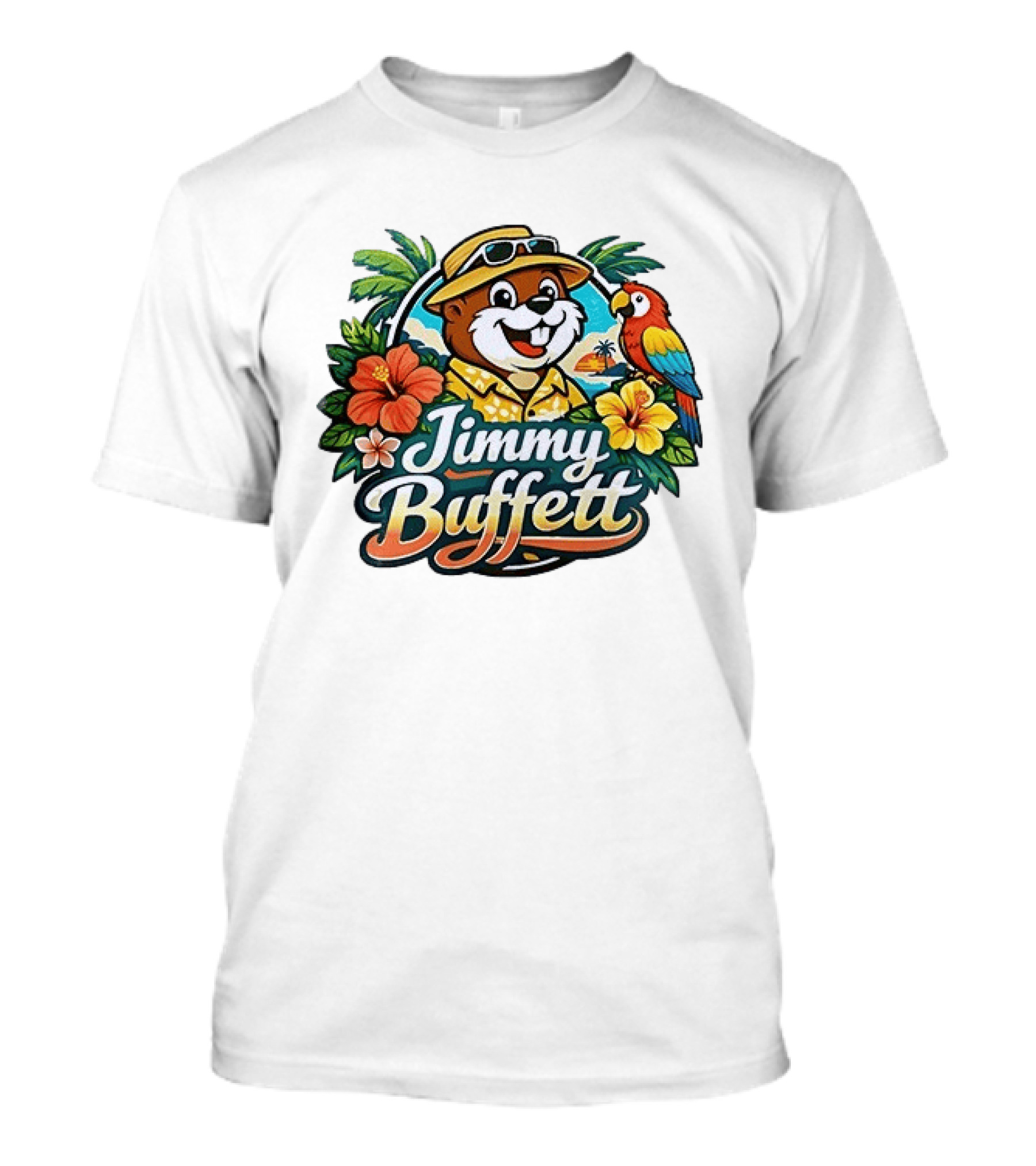 Jimmy Buffett Buc Ee's Tropical Parrot Hibiscus Island Vibes T-Shirt