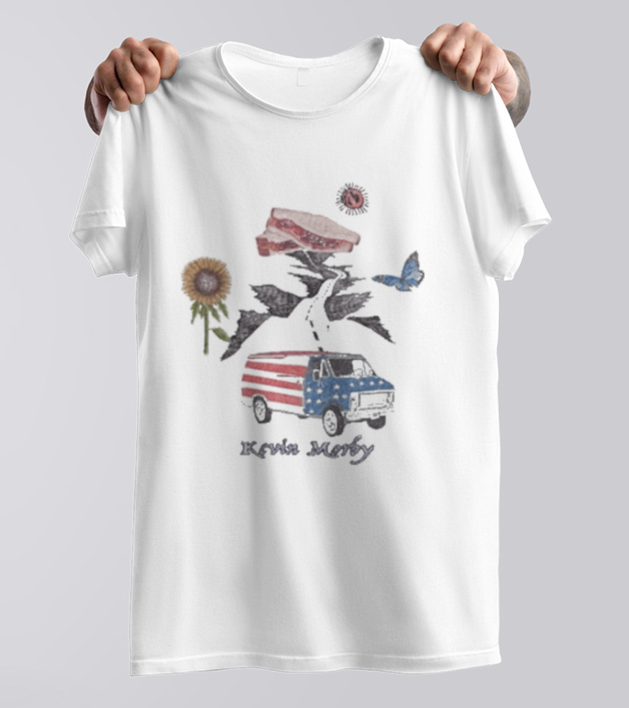Kevin Morby Hand Drawn Van Flowers Butterfly Sunflower T-Shirt