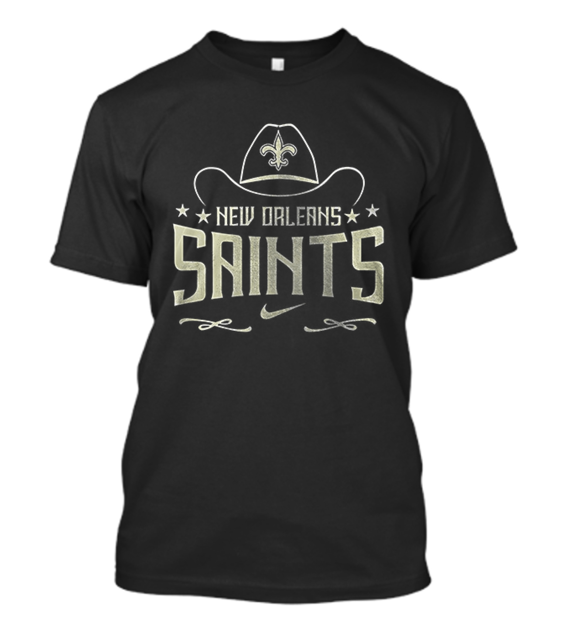 New Orleans Saints Cowboy Hat Fleur De Lis T-Shirt