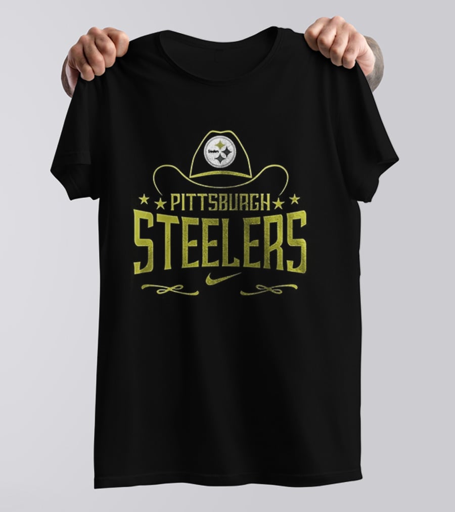 Pittsburgh Steelers Cowboy Hat Icon Yellow T-Shirt