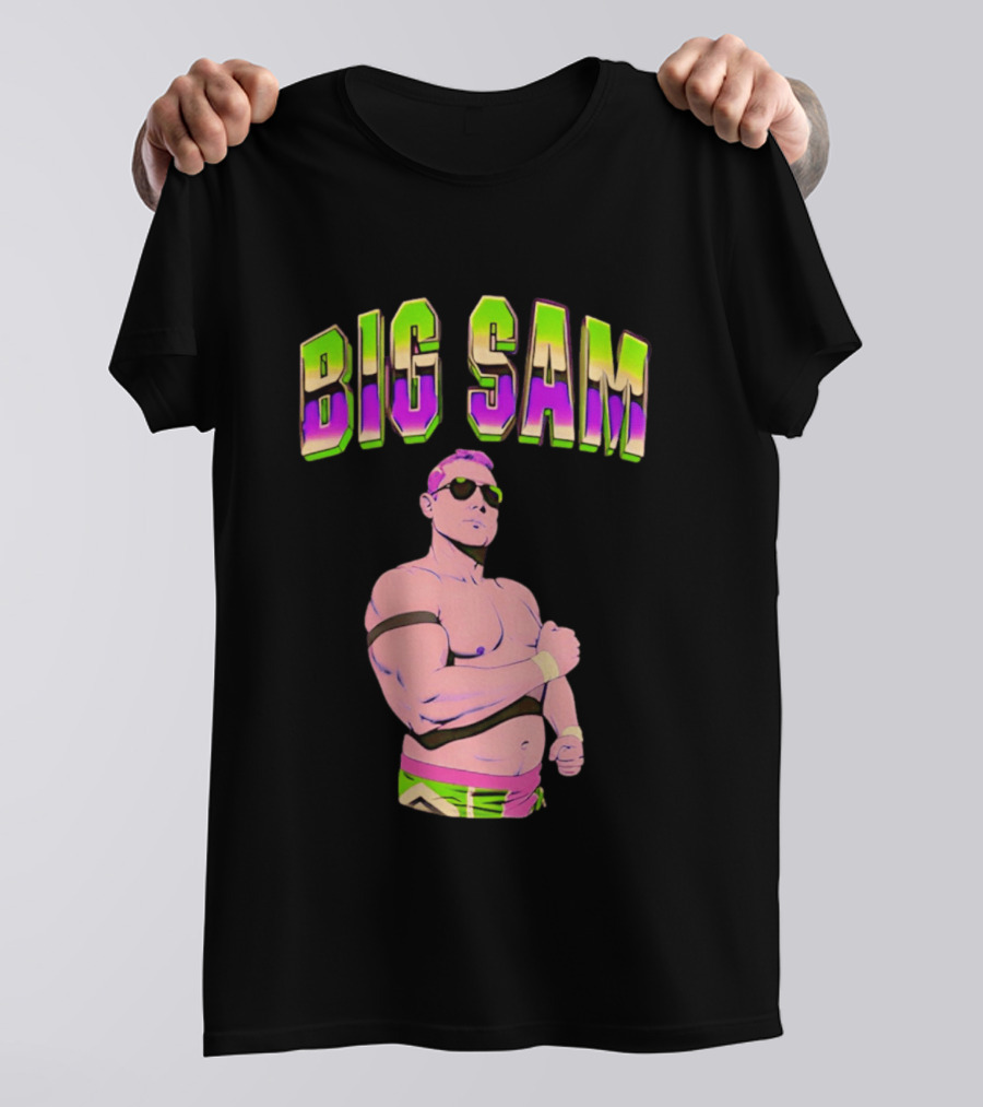 Big Sam Neon Aviators And Attitude Wrestling T-Shirt