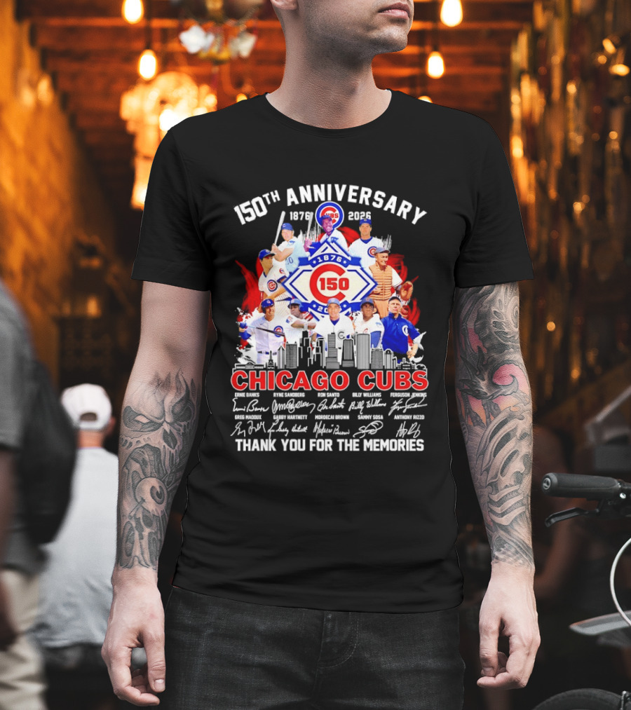 150th Anniversary Chicago Cubs 1876 2026 Skyline Thank You For The Memories T-Shirt