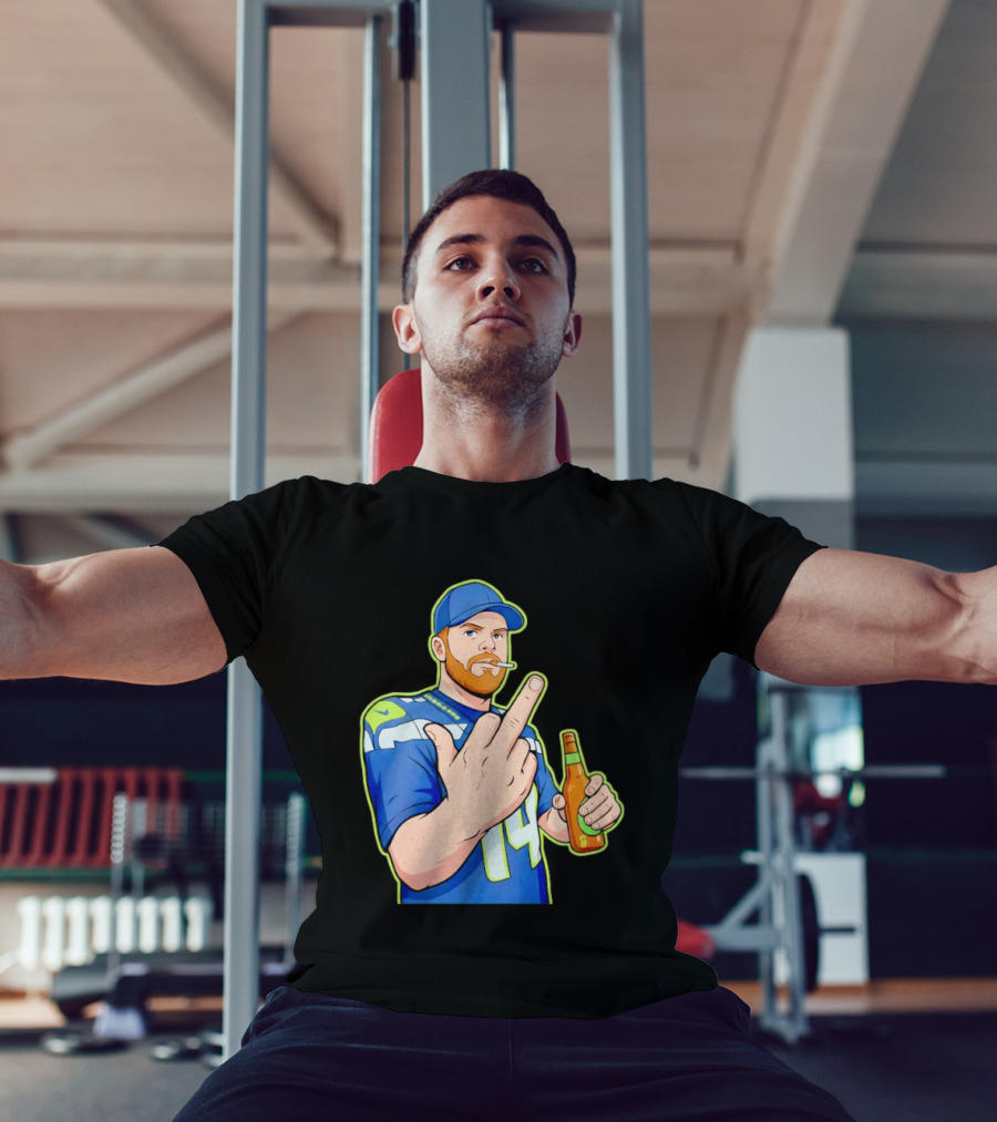 Ernest Jones Sam Darnold Middle Finger Seahawks Fan Gesture Cartoon T-Shirt