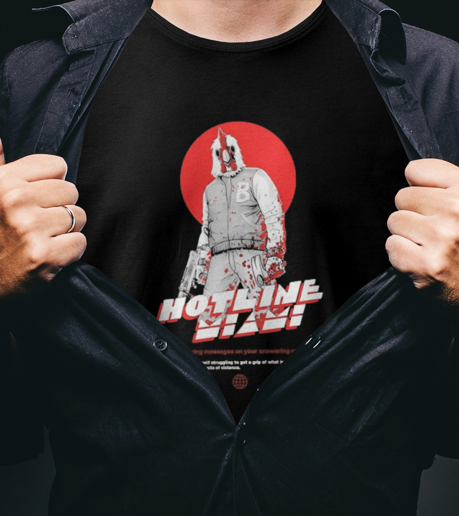 Hotline Miami Jacket Character With Dual Pistols Red T-Shirt