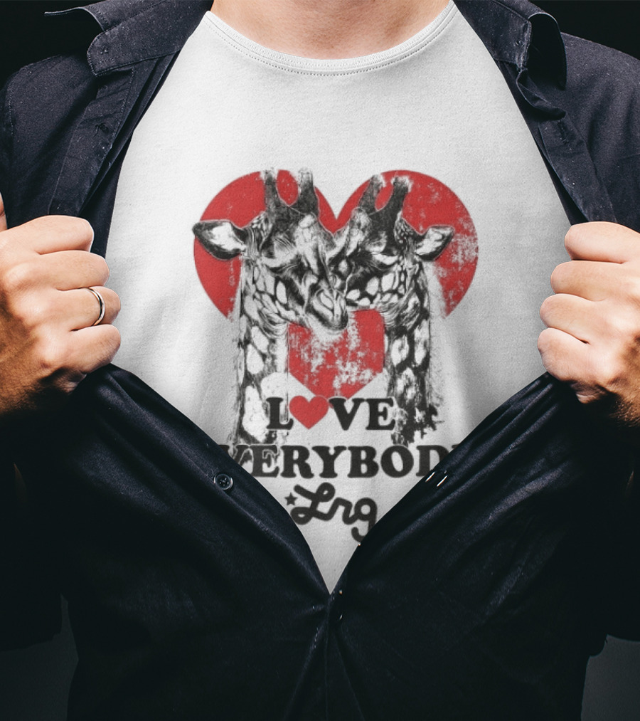 L R G Love Everybody Red Heart Giraffes T-Shirt