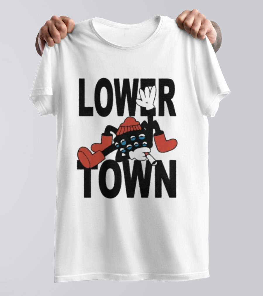 Lowertown Smokey Spider Cartoon Character With Boots And Beanie T-Shirt
