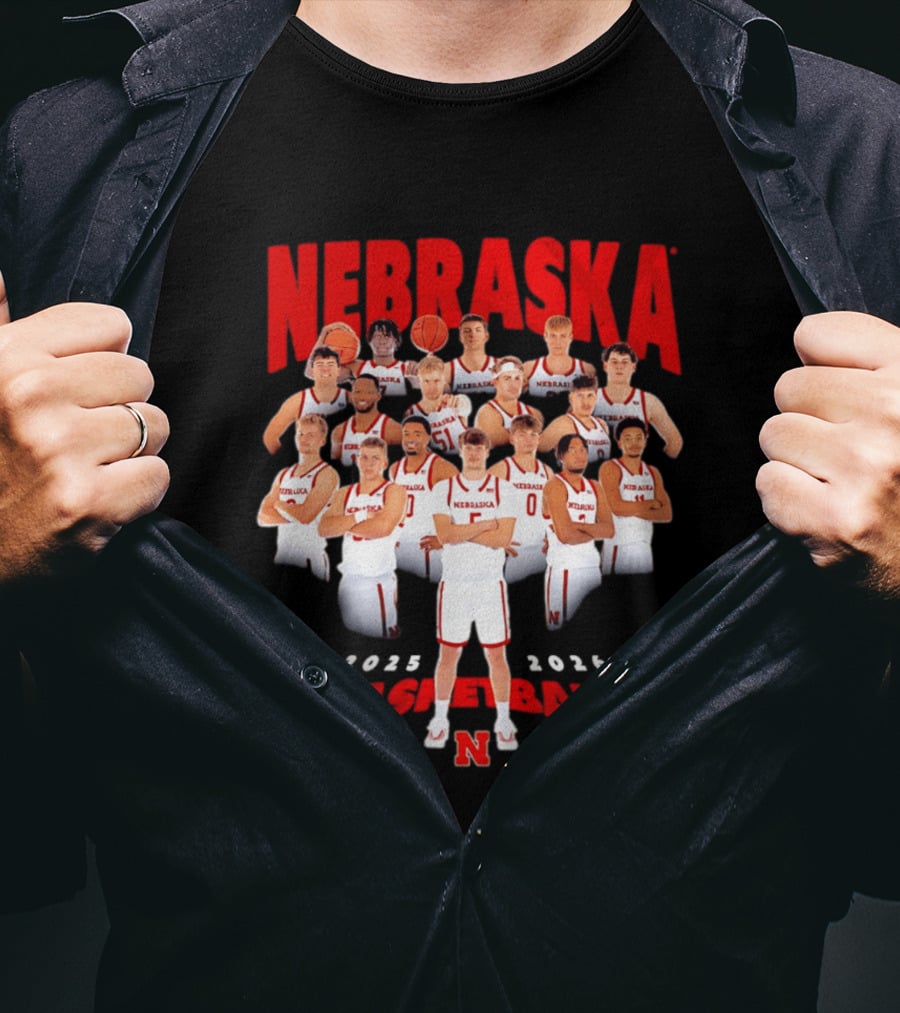 Nebraska 2025 2026 Basketball Team Collage T-Shirt