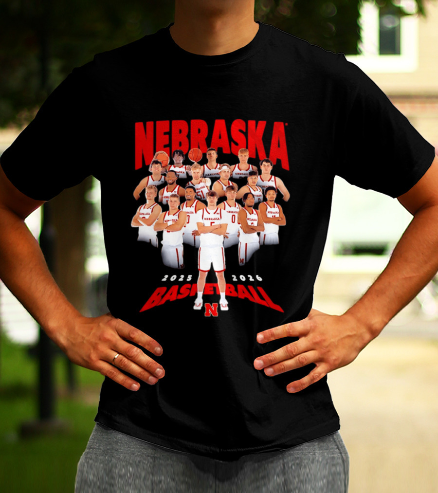 Nebraska 2025 2026 Basketball Team Collage T-Shirt