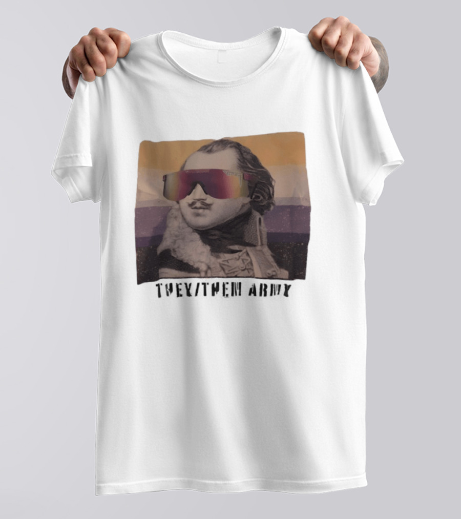 They Them Army Historical Figure Portrait With Sunglasses T-Shirt