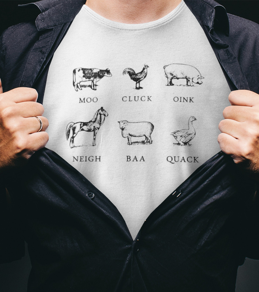 Animal Sounds Moo Cluck Oink Neigh Baa Quack Kids Farm Animals T-Shirt