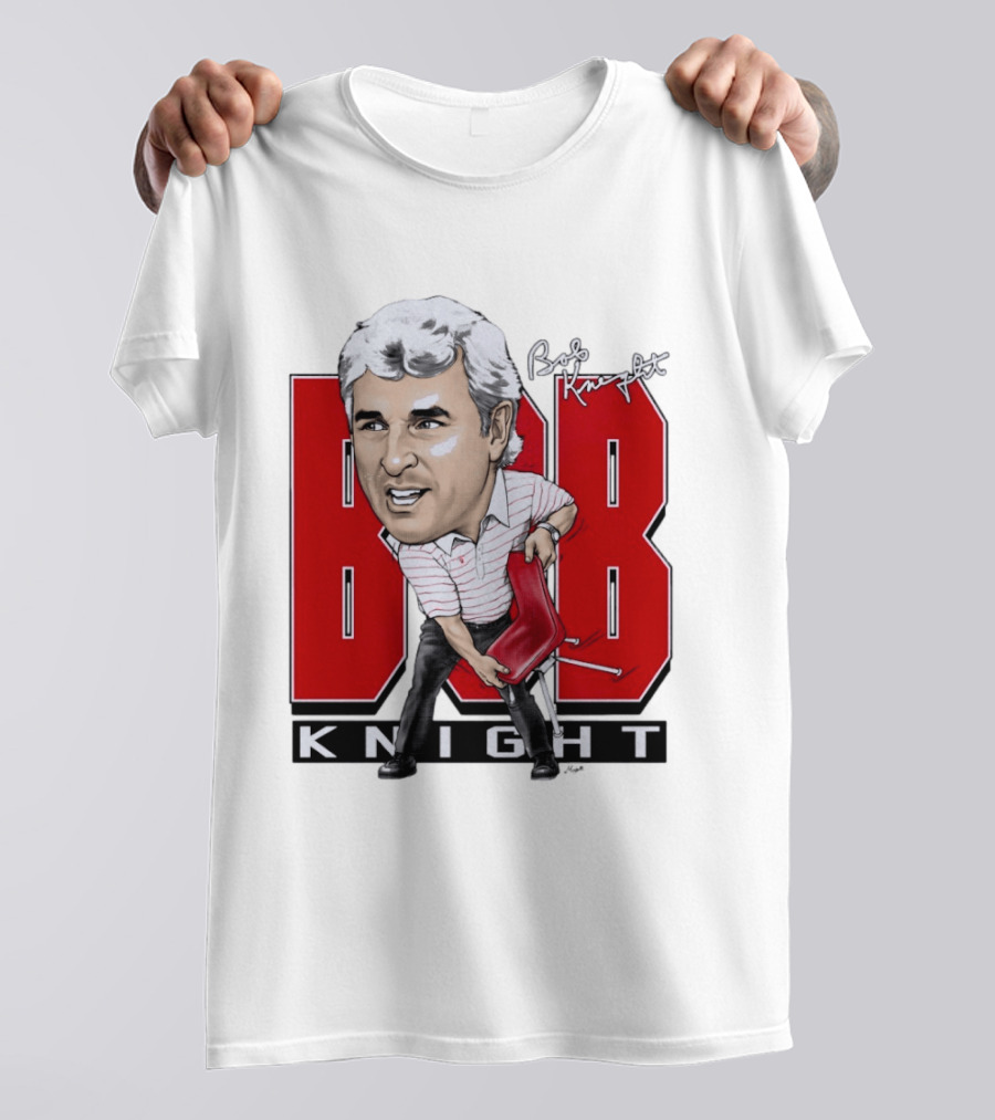 Bob Knight Chair Throw Caricature Signature Red Chair T-Shirt