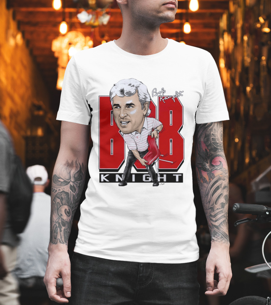 Bob Knight Chair Throw Caricature Signature Red Chair T-Shirt