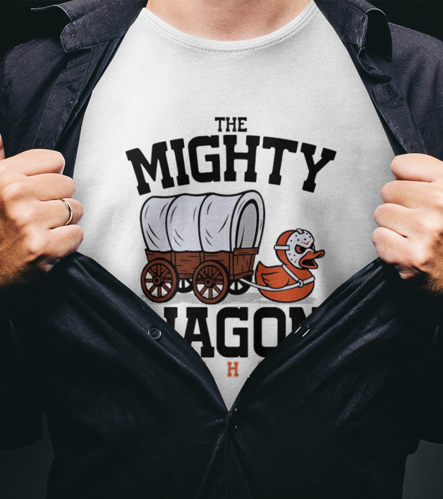 The Mighty Wagon Anaheim Ducks Hockey Cart Duck T-Shirt
