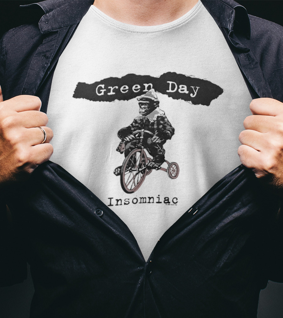 Green Day Insomniac Monkey Riding Bicycle T-Shirt