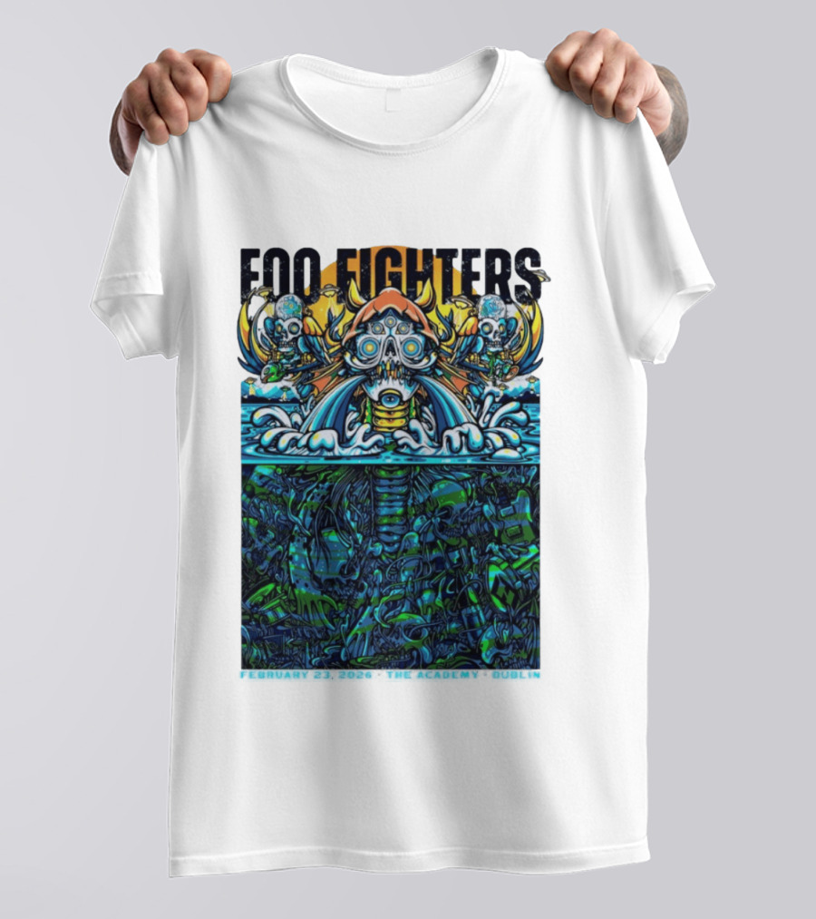 Foo Fighters Dublin 2026 Concert February 23 The Academy Venue Underwater Skeleton T-Shirt