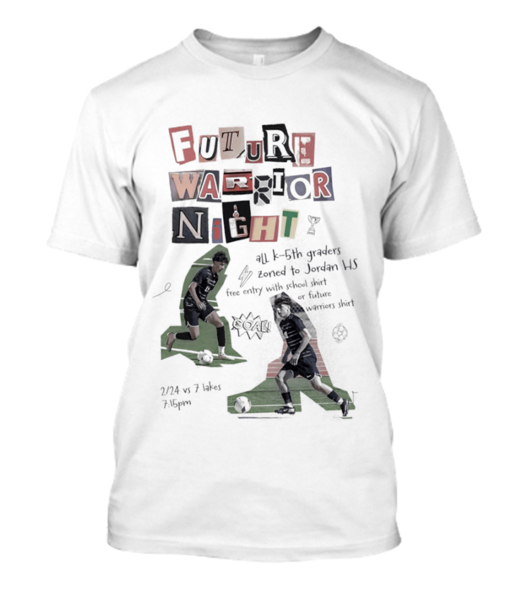 Future Warrior Night 5th Graders Zoned To Jordan HS Soccer Event Sports T-Shirt