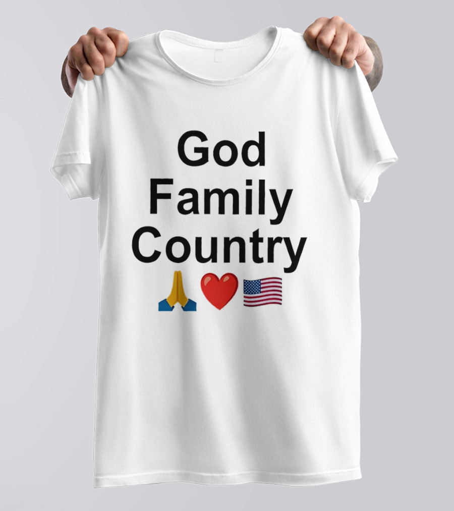 God Family Country Praying Hands Heart USA Flag T-Shirt