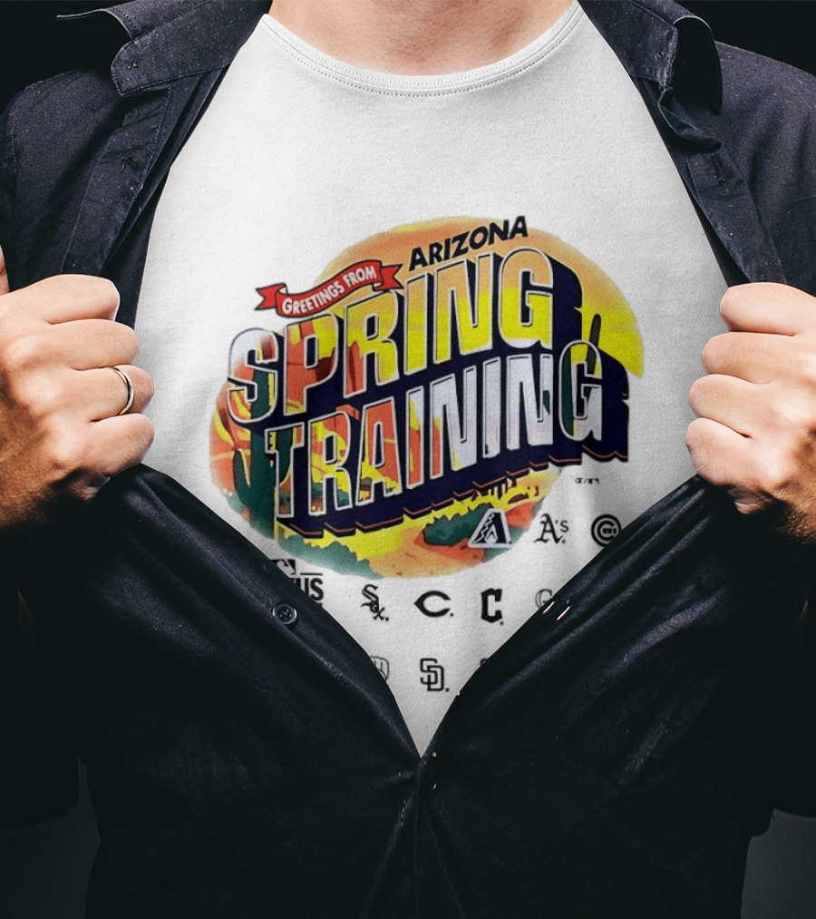 Greetings From Arizona Spring Training With Cactus And Baseball T-Shirt