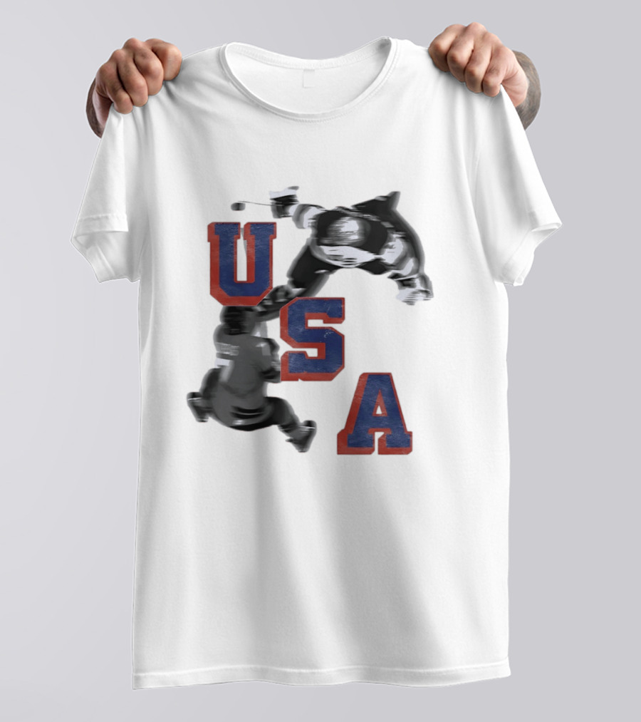 USA Team Hockey Player Action Packed Sports Fan T-Shirt