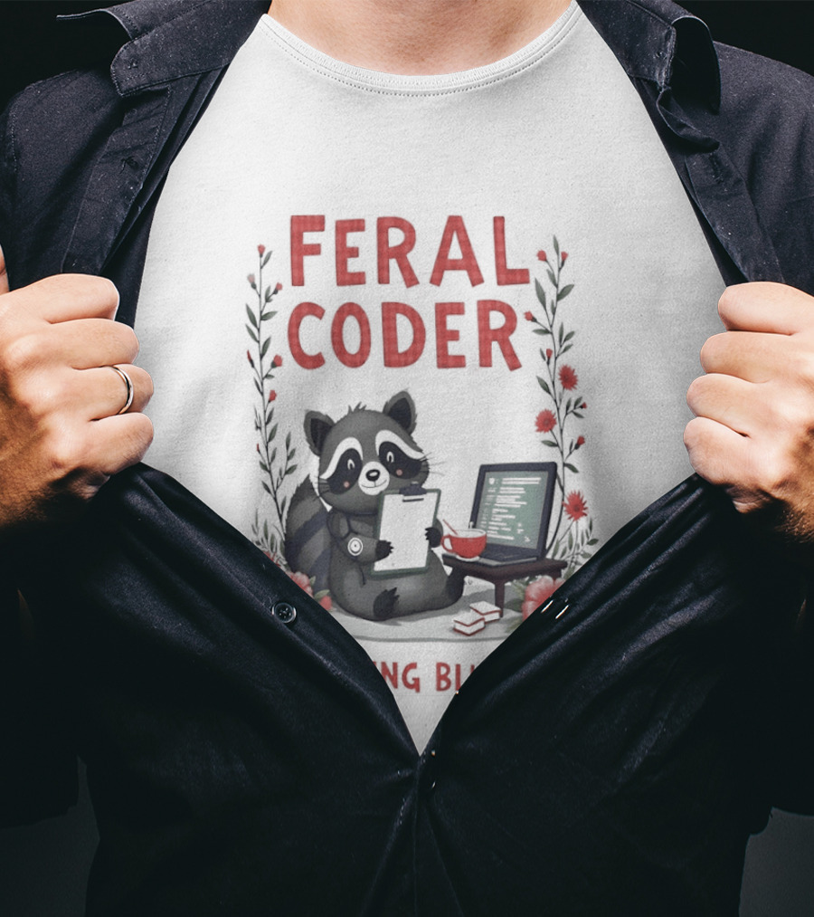 Feral Coder Raccoon Billing Blues T-Shirt