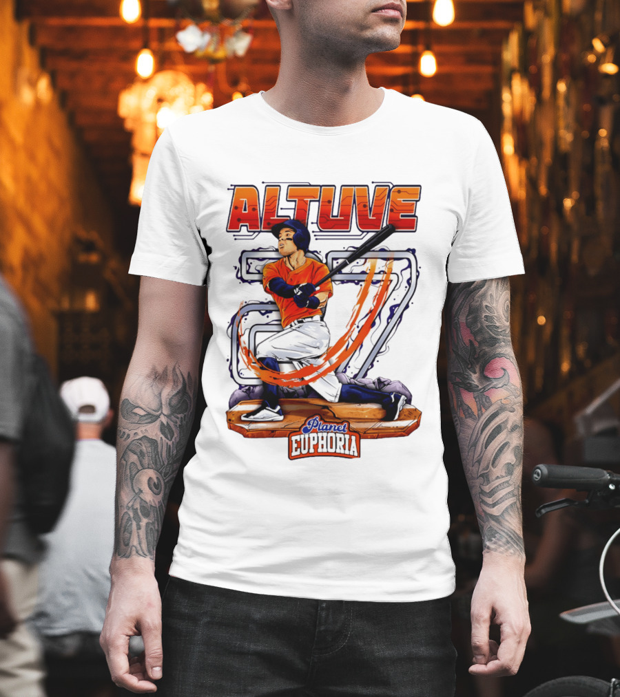 Altuve 27 Planet Euphoria Houston Astros Hand Drawn T-Shirt