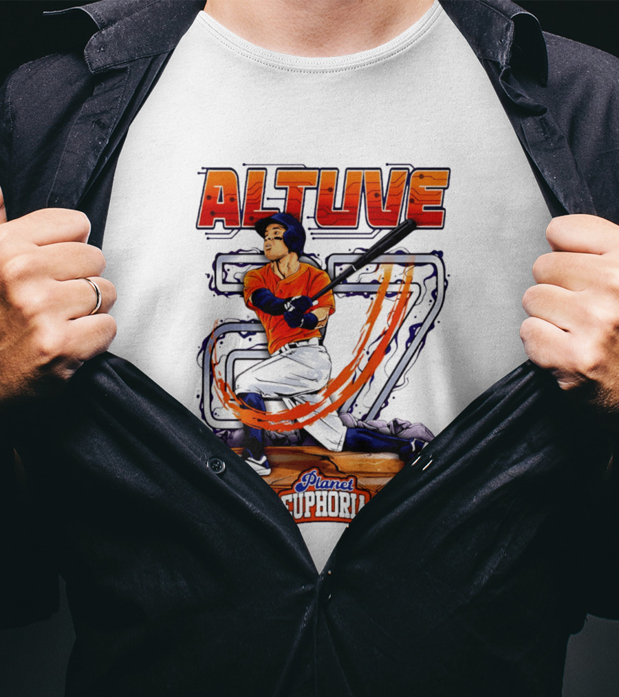Altuve 27 Planet Euphoria Houston Astros Hand Drawn T-Shirt