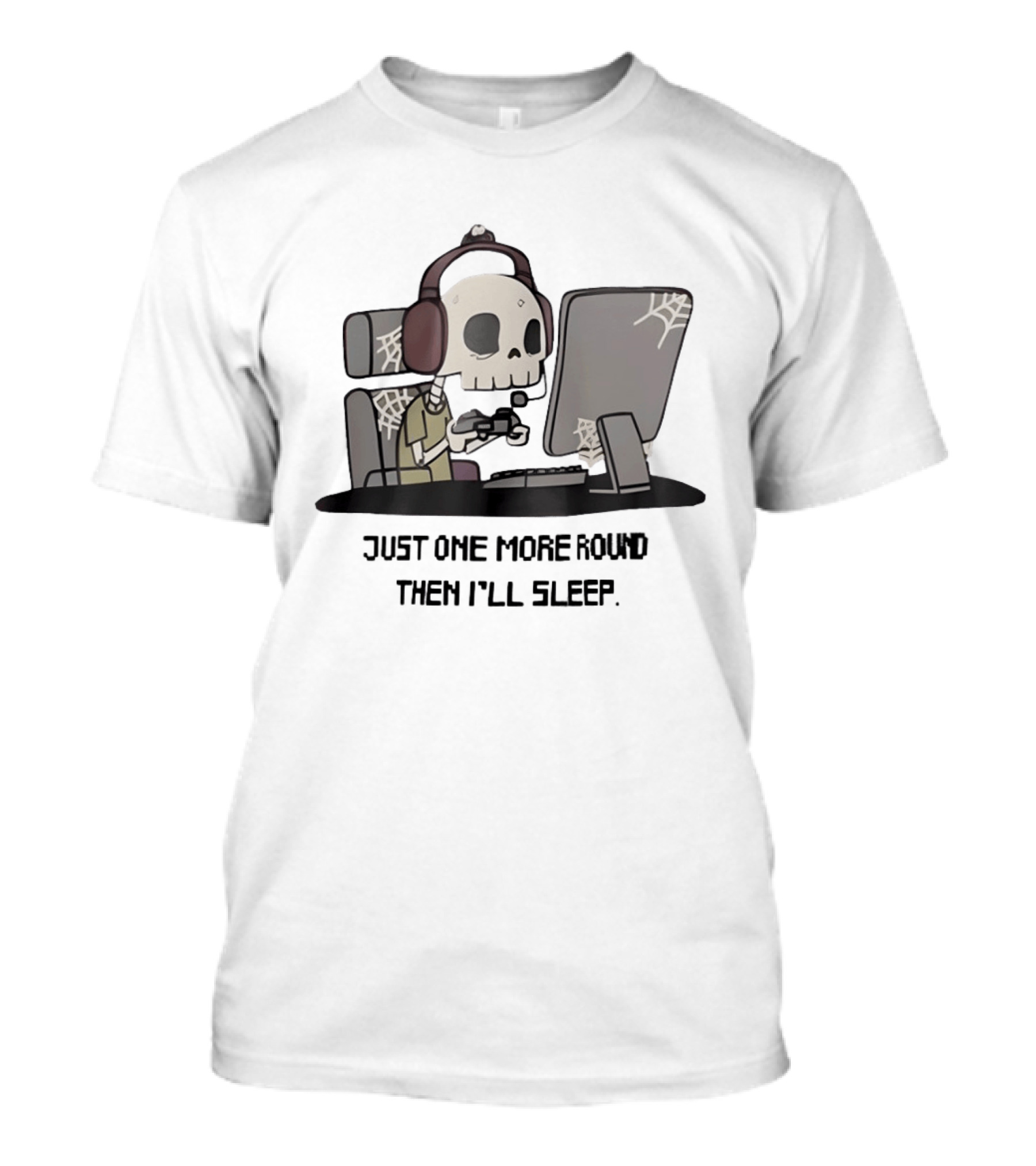 Skeleton Gamer Just One More Round Then I'll Sleep T-Shirt