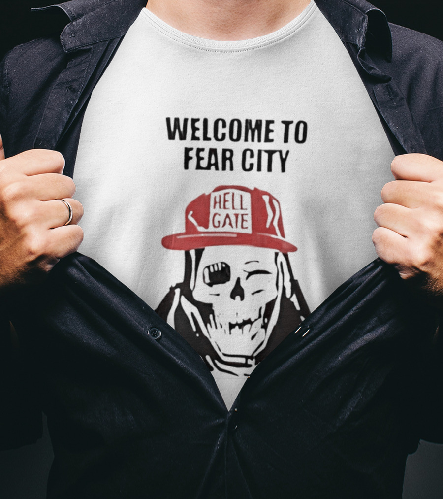 Welcome To Fear City Skull Hell Gate Cap T-Shirt