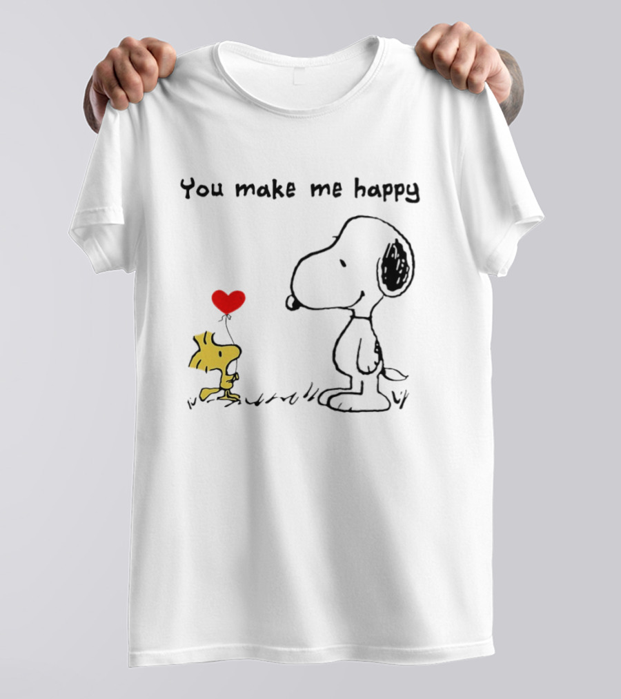 Snoopy Woodstock You Make Me Happy Heart Balloon T-Shirt