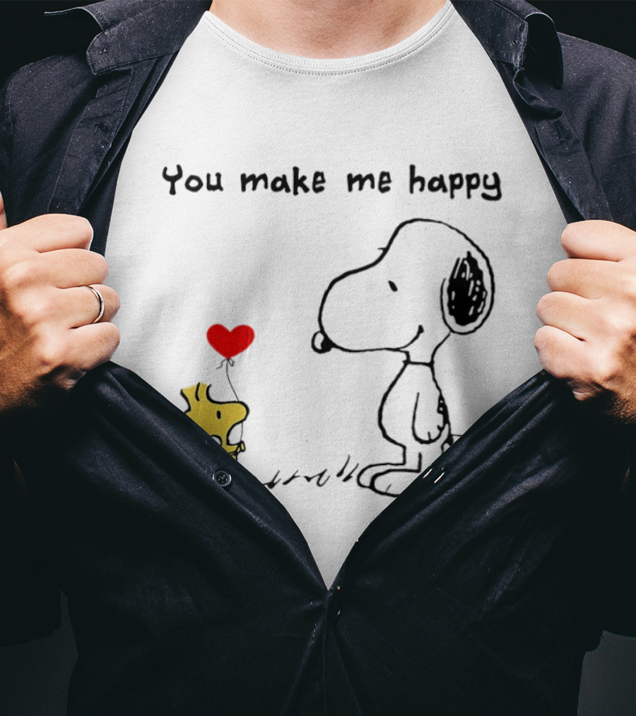 Snoopy Woodstock You Make Me Happy Heart Balloon T-Shirt
