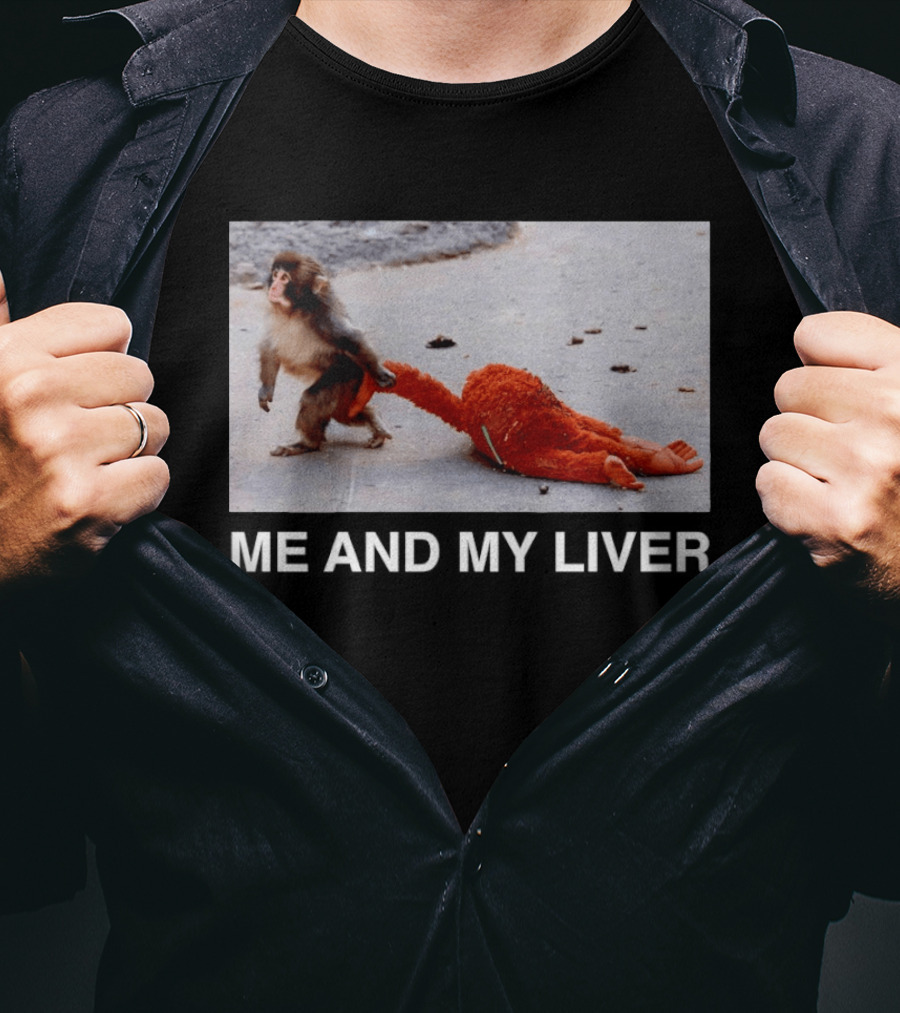 Punch Monkey Me And My Liver Funny Animal Scene T-Shirt