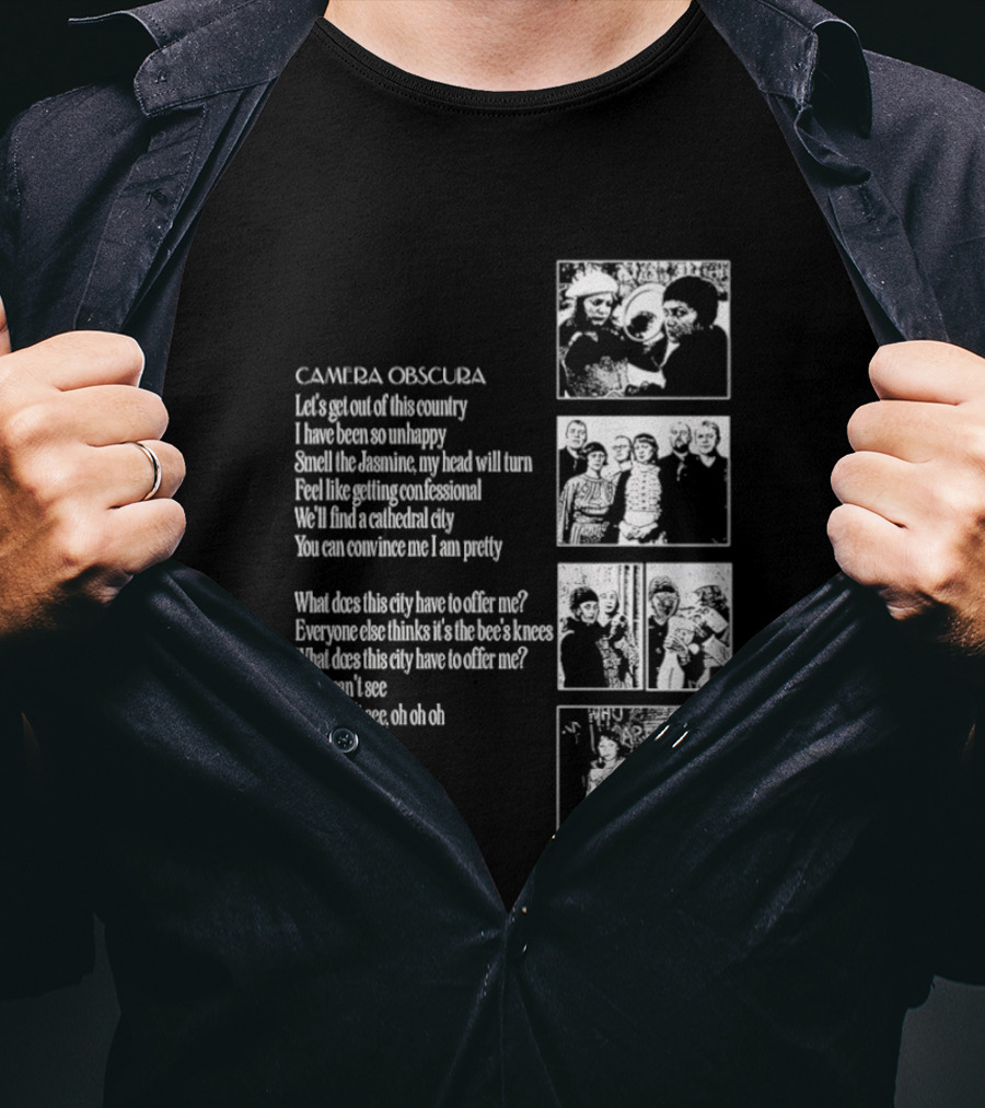 Camera Obscura Let's Get Out Of This Country Song Lyrics And Photos T-Shirt