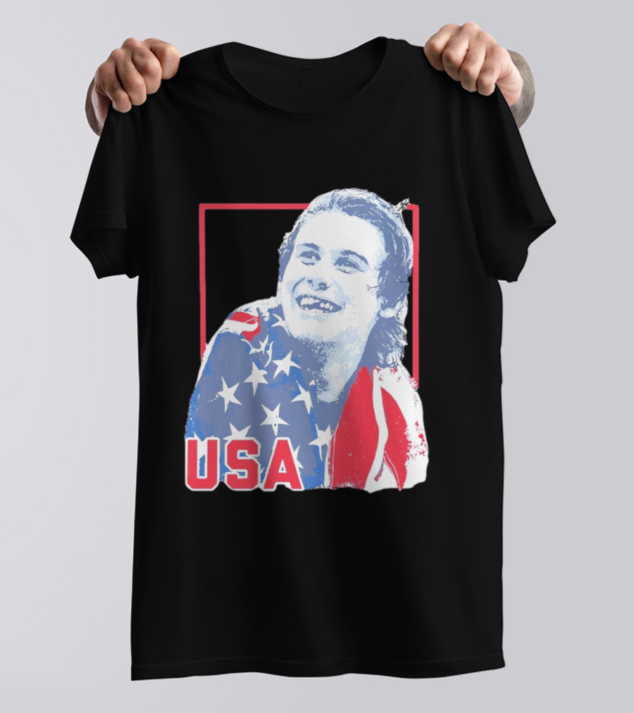 Jack Hughes USA Flag 2026 Hockey T-Shirt