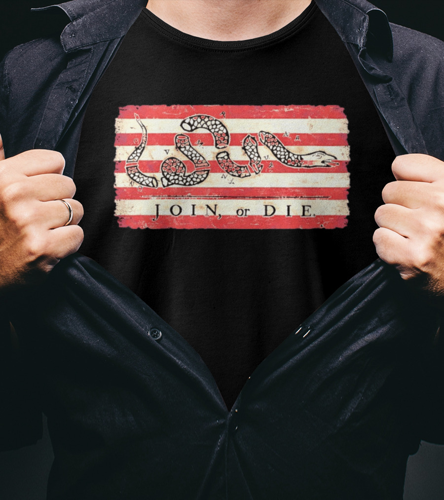 Join Or Die Snake Flag Benjamin Franklin Historical T-Shirt