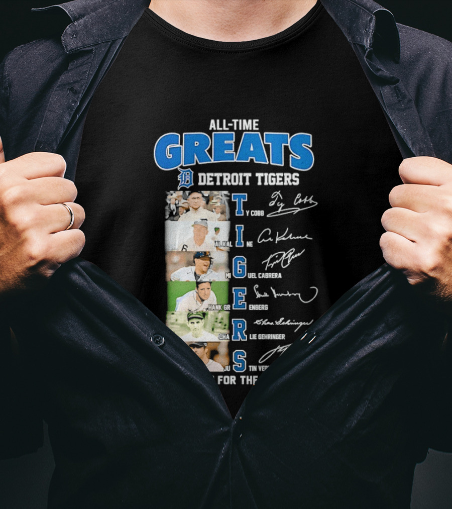 All Time Detroit Tigers Greats Legends Signatures Thank You For The Memories T-Shirt