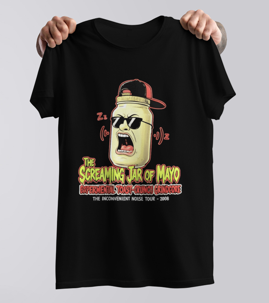 The Screaming Jar Of Mayo Experimental Toast Crunch Grindcore The Inconvenient Noise Tour 2008 T-Shirt