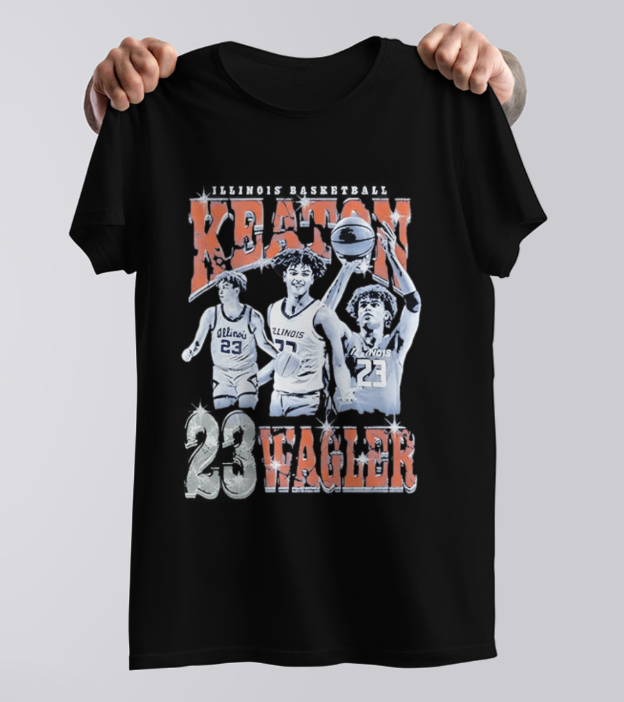 Keaton Wagler 23 Illinois Basketball Team Player Action Scenes T-Shirt