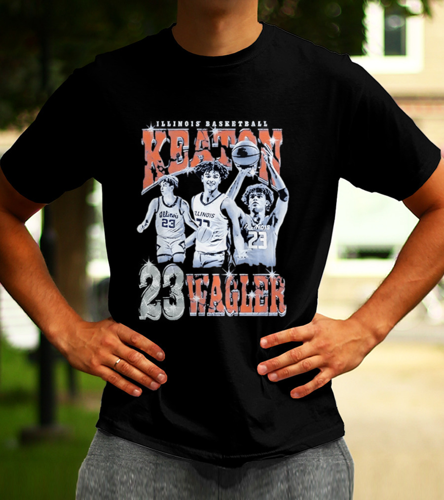 Keaton Wagler 23 Illinois Basketball Team Player Action Scenes T-Shirt