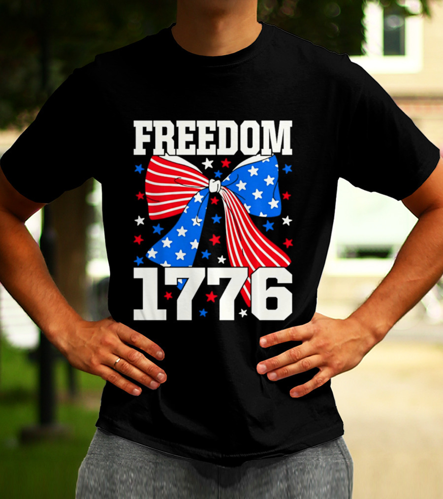 Freedom 1776 Patriotic Bow American Stars And Stripes T-Shirt