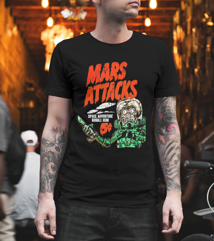 Mars Attacks Retro Space Adventure Bubble Gum 5 Cents Martian Comic T-Shirt