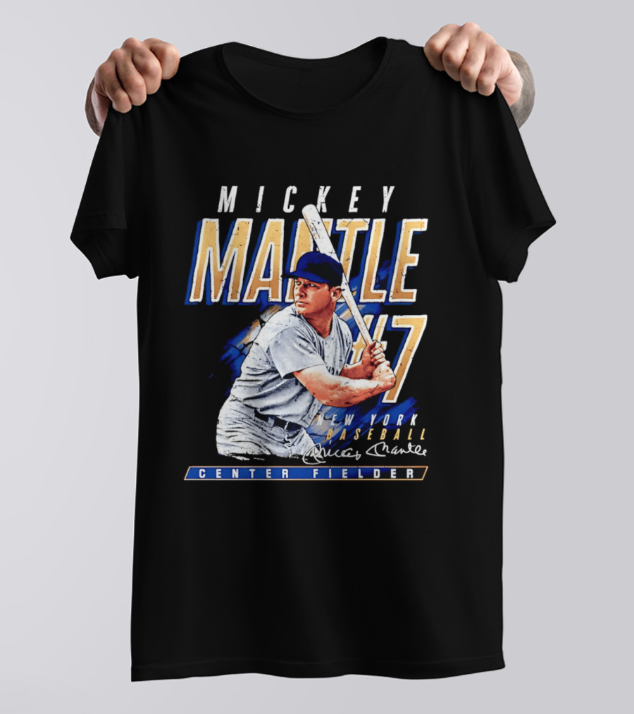 Mickey Mantle 7 New York Baseball Center Fielder T-Shirt