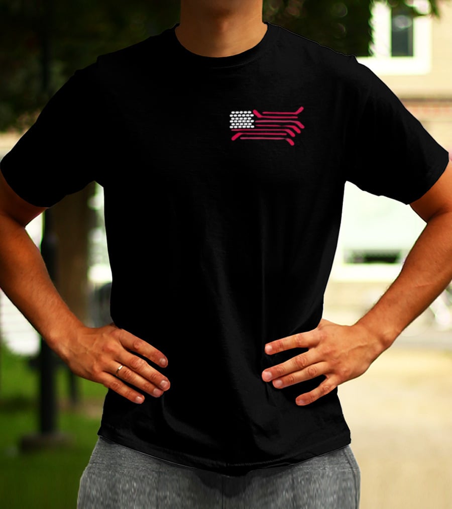 USA Hockey Sticks Flag Team T-Shirt