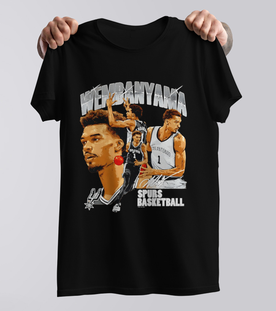 Wembanyama Spurs Basketball San Antonio Player Collage T-Shirt