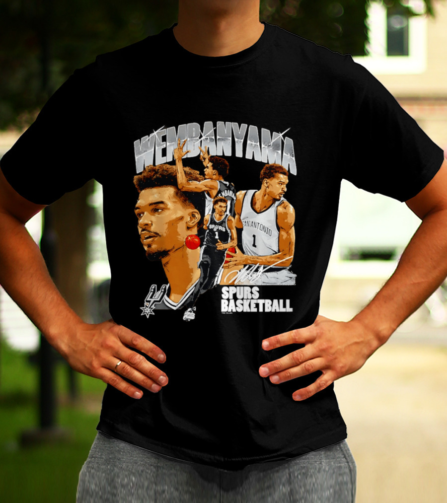 Wembanyama Spurs Basketball San Antonio Player Collage T-Shirt